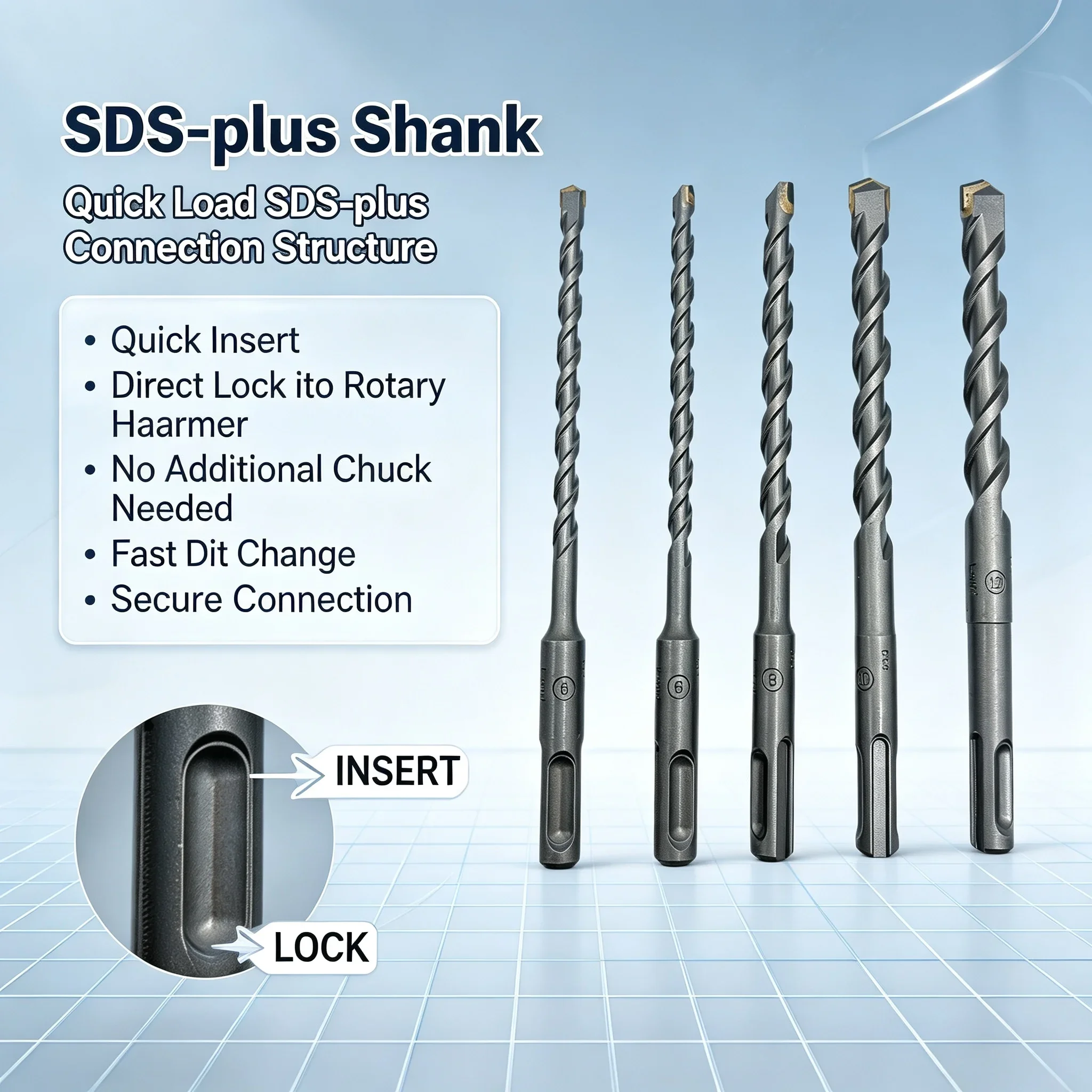 Carbide End Mill - ボッシュ SDS-plus-1 5本組 石材用ハンマードリルビット、6/6/8/10/12mm 超硬ビット、コンクリートおよび石材の穴あけ用