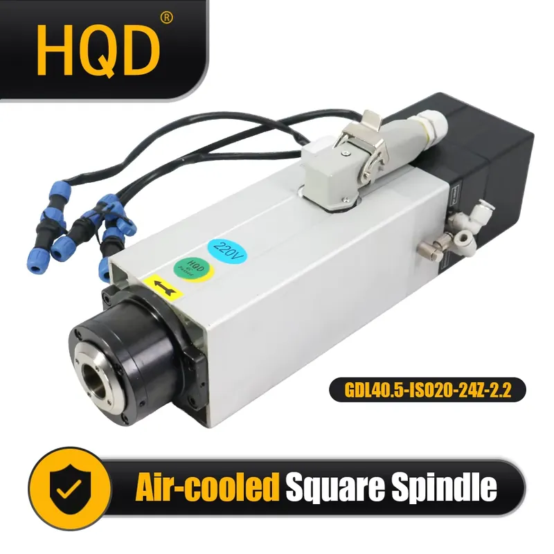 Spindle Motor - ポーランドはHQD GDL40.5-ISO20-24Z-2.2 220V 24000RPM ATC空冷式角型自動ツールチェンジャースピンドルモーターをCNC用に出荷しました