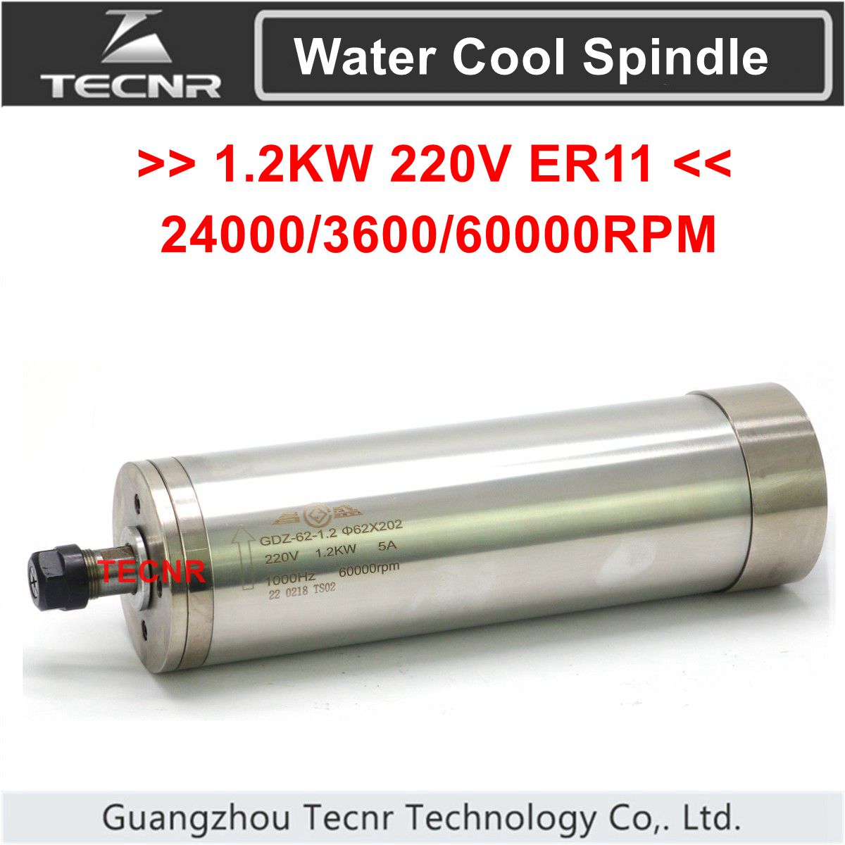 Water Cooled Spindle - 1.2KW 水冷スピンドルモーターフライス加工金型スピンドル 24000RPM 36000RPM 60000RPM 金属切断および彫刻用