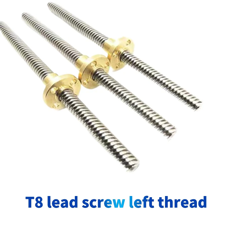 Lead Screw 8Mm - 304ステンレス鋼t8左側リードスクリュー、台形ねじ、逆銅ナット、2mm、3mm、8mm