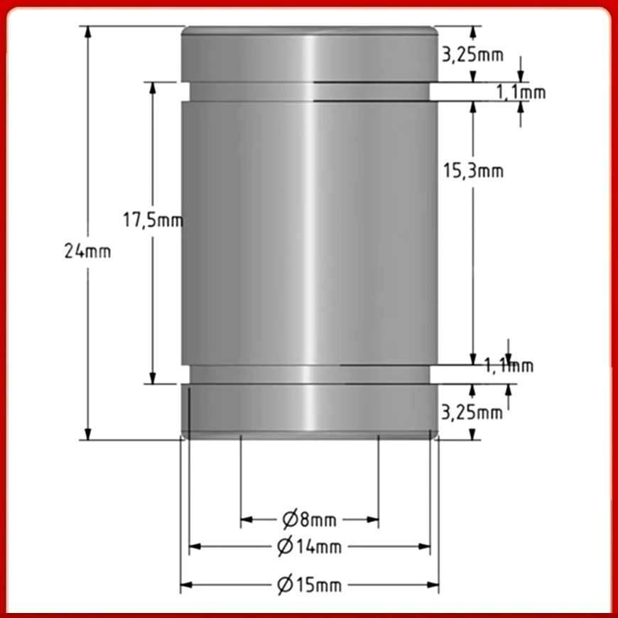 Lm8Uu Bearing - Reprap 3D プリンター交換用リニアベアリング 8x15x24mm Anet A8