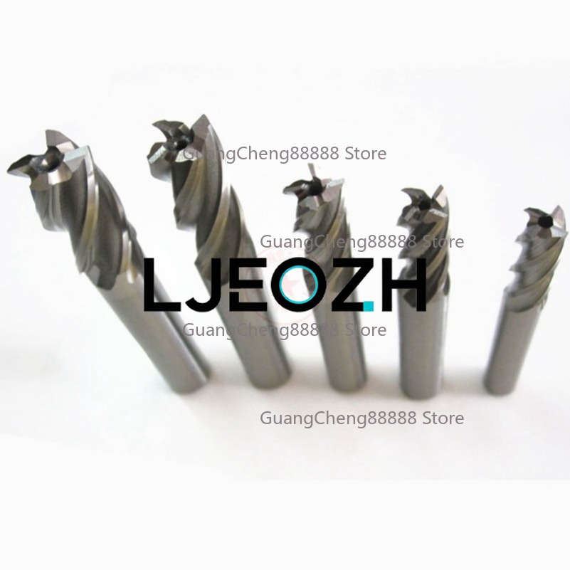End Mill Set - 4枚刃南西白鋼フライス盤カッター5セットHSS高速鋼ストレートシャンクエンドミル5個金属ドリルビットゴングカッター
