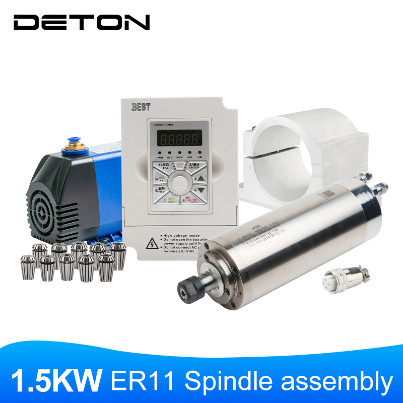 Water Cooled Spindle - GDZ-17 1.5KW ER11 水冷スピンドルセット（4ベアリング付き）は、木工彫刻およびフライス盤に適しています。