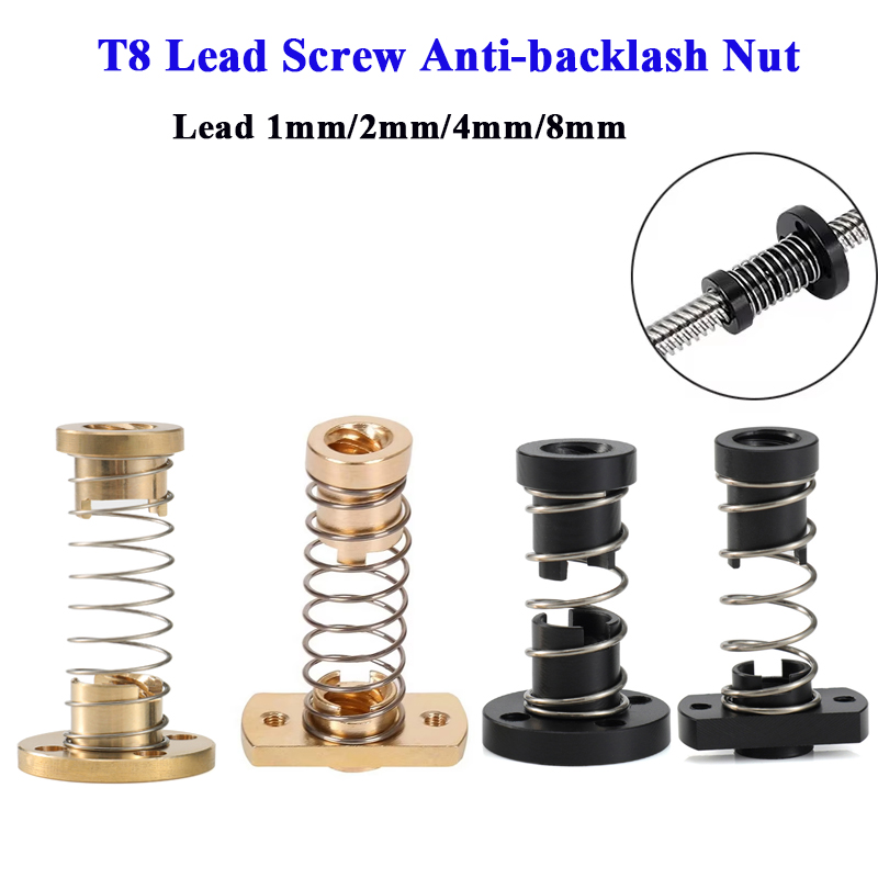 Lead Screw 8Mm - T8 リードスクリューアンチバックラッシュナット真鍮/POM スプリングナット除去ギャップリード 1 ミリメートル/2 ミリメートル/4