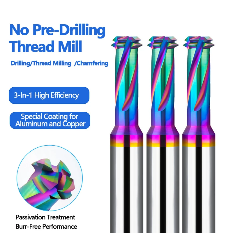 End Mill Set - カラフルな多機能プレドリル不要ねじ切りミル M1.6 M2 M4 M5 M6