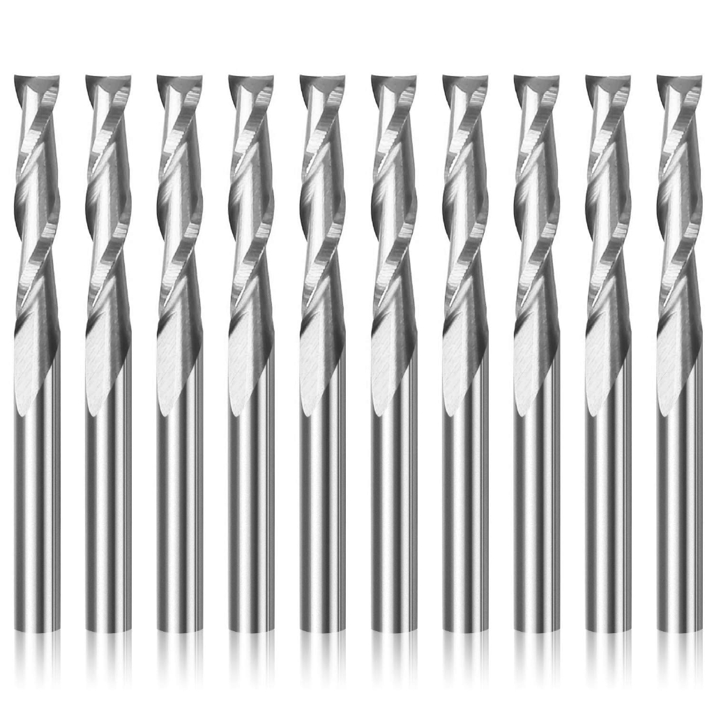 End Mill Set - 10個入り 3.175 1/8 シャンク 2枚刃 スパイラルミリングカッター
