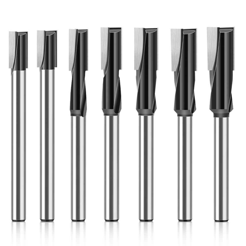 Cnc Bits - 12mmシャンクストレートルータービット、ダブルフルート超硬フライスカッター、木工用溝加工切削ビット、CNCルーター用