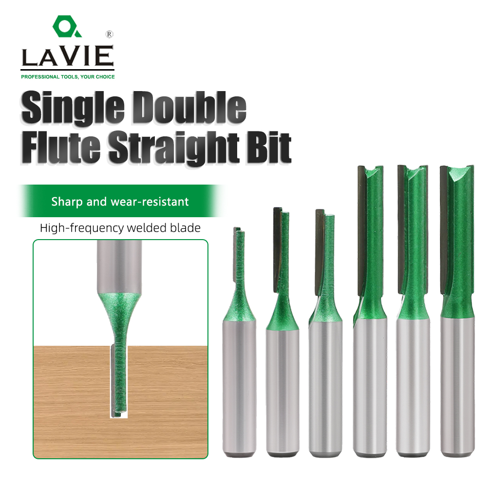 End Mill Set - LAVIE 8mmシャンク6本組溝切りルータービットセット 3-8mm木材フライスカッターキット 木工溝切り用 C08002T