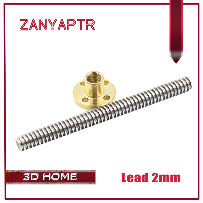 Lead Screw 8Mm - 3dプリンターおよびcncリード,2mm,THSL-500-8D 200/300/400/500 t型ステッピングモーター,銅ナット付き台形ネジ8mm