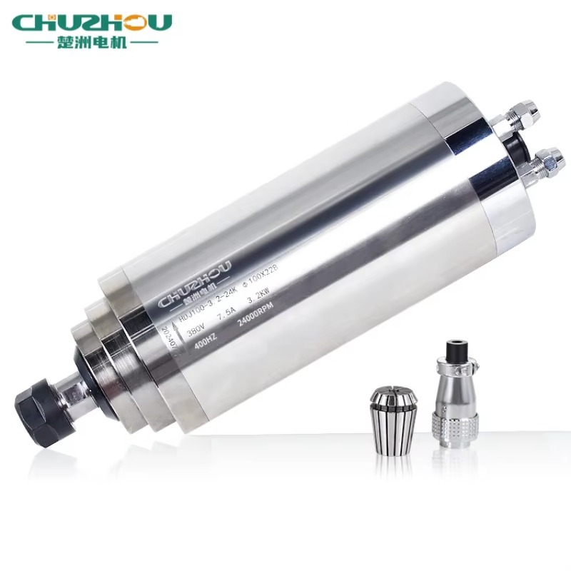 Water Cooled Spindle - 3Kw水冷スピンドル4ベアリング3.7kw Er20水冷100mm 220v 380v彫刻機電動スピンドルモーター