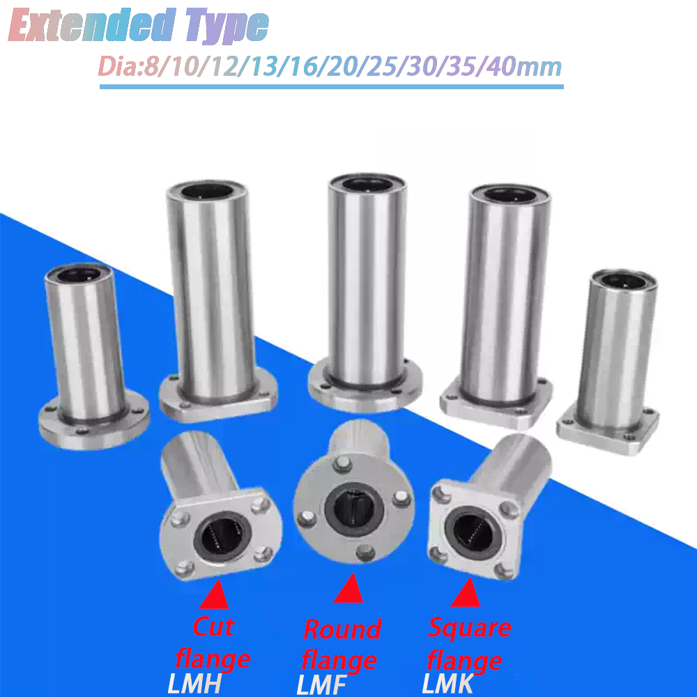 Linear Rod 8Mm - 1個入り LMF/LMH/LMK8/10/12/13/16/20/25/30/35/40 フランジ埋め込み式ガイドリニアベアリング、標準型延長タイプ。プリンター部品用ロッド。