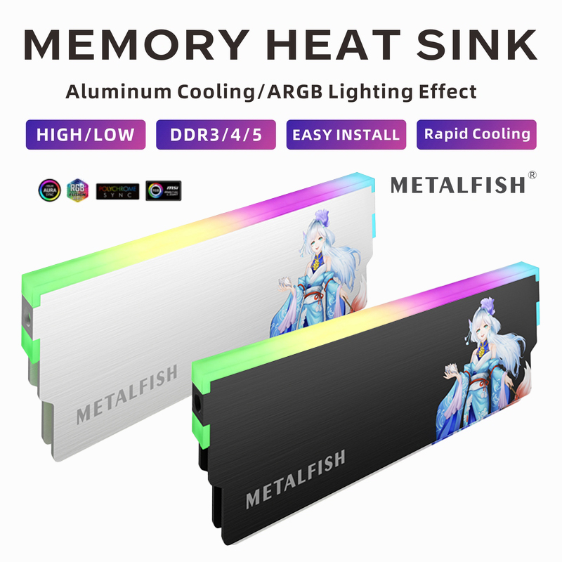 Aluminium Extrusion - METALFISH DRAM ヒートシンク 5V-3PIN ARGB DDR3