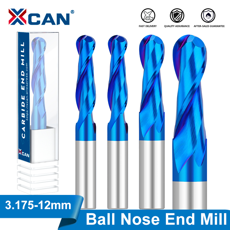End Mill Set - Xcan-エンドミル3.175 4 6 8 10 12mm,シャンクカーバイドフライスカッター2フルートブルーコーティングCNCルーター,木工用