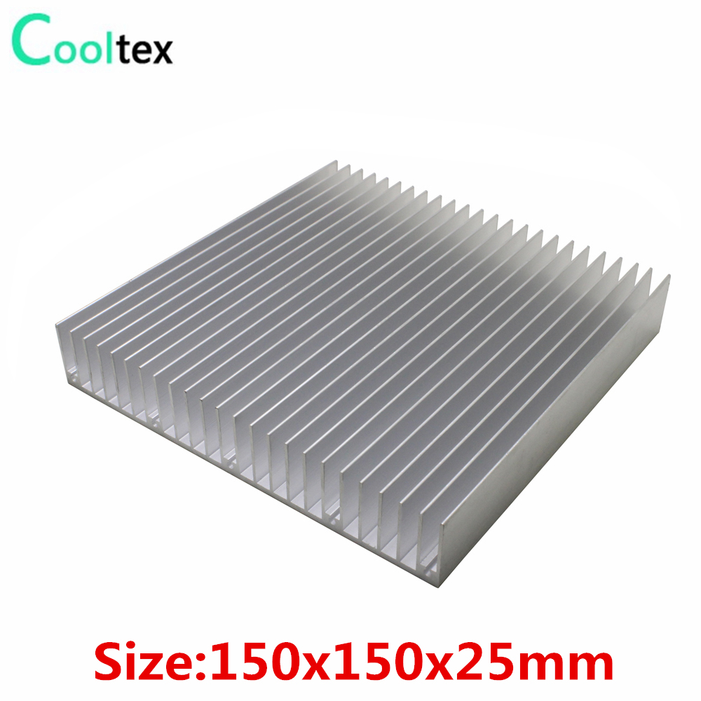 Aluminium Extrusion - 150x150x25mmのDIY用アルミニウム製ヒートシンク。LEDや電子集積回路の放熱に使用できる冷却装置。