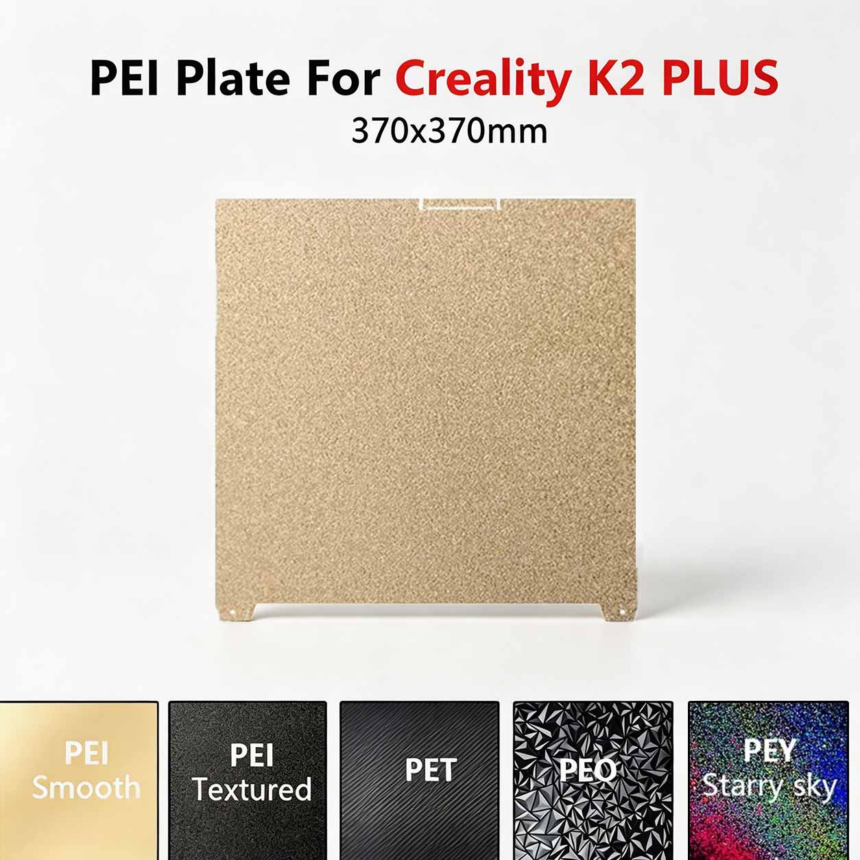 Aluminium Profile 2020 - 370x370mm ブラックフロストPEIビルドプレート 高強度耐摩耗性スプリングスチールシート Creality K2 /