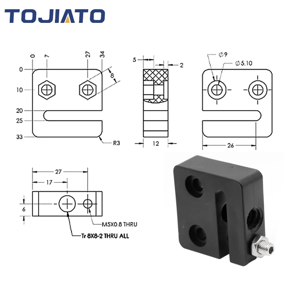 1-6個入りアンチバックラッシュナットブロック、直径8mm、 - Lead Screw 8Mm のレビューと価格