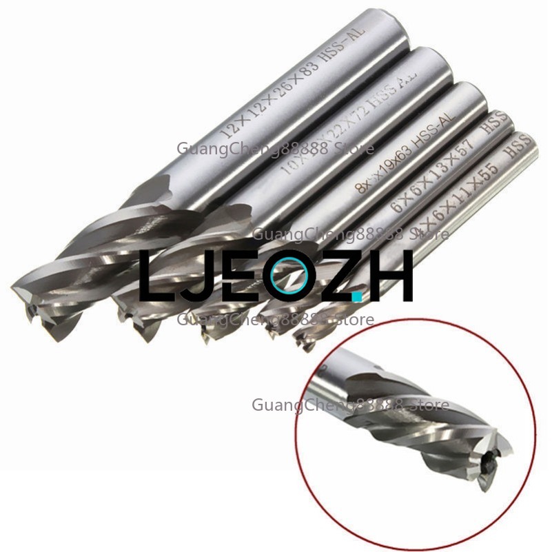 4枚刃南西白鋼フライス盤カッター5セットHSS高速鋼ストレー - End Mill Set のレビューと価格