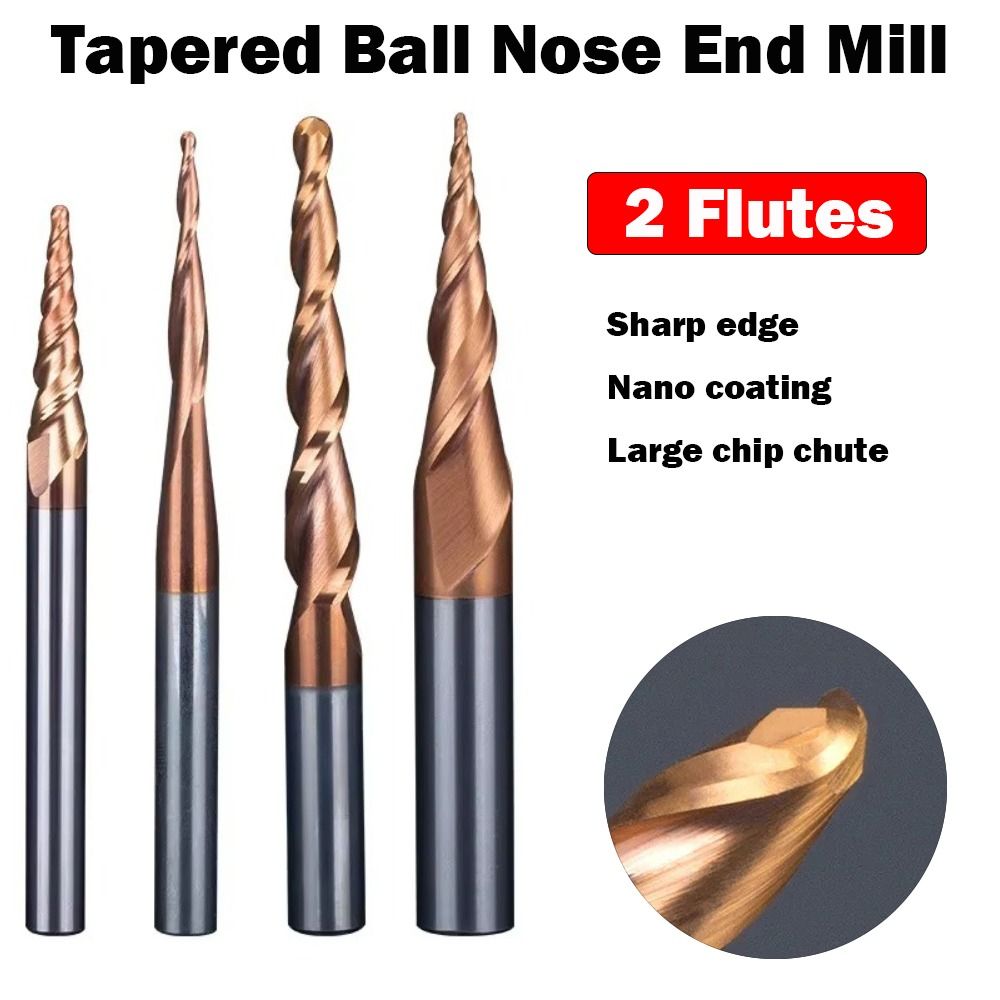 HRC55 超硬ソリッドボールノーズテーパーエンドミル CN - End Mill Set のレビューと価格