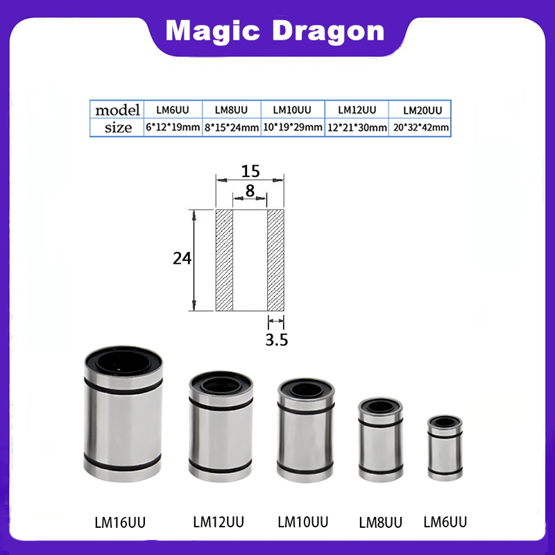 4/10pc LM3UU LM4UU LM5UU LM6UU - Lm8Uu Bearing のレビューと価格