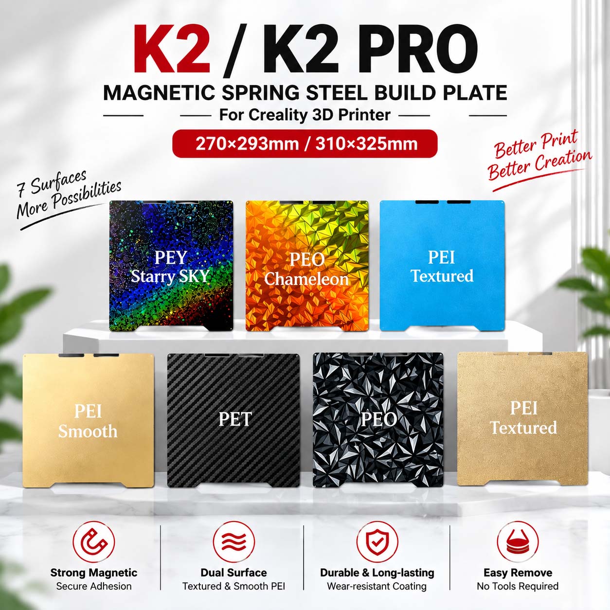 Creality K2/K2 Pro 磁気スプリングスチール - Aluminium Profile 2020 のレビューと価格