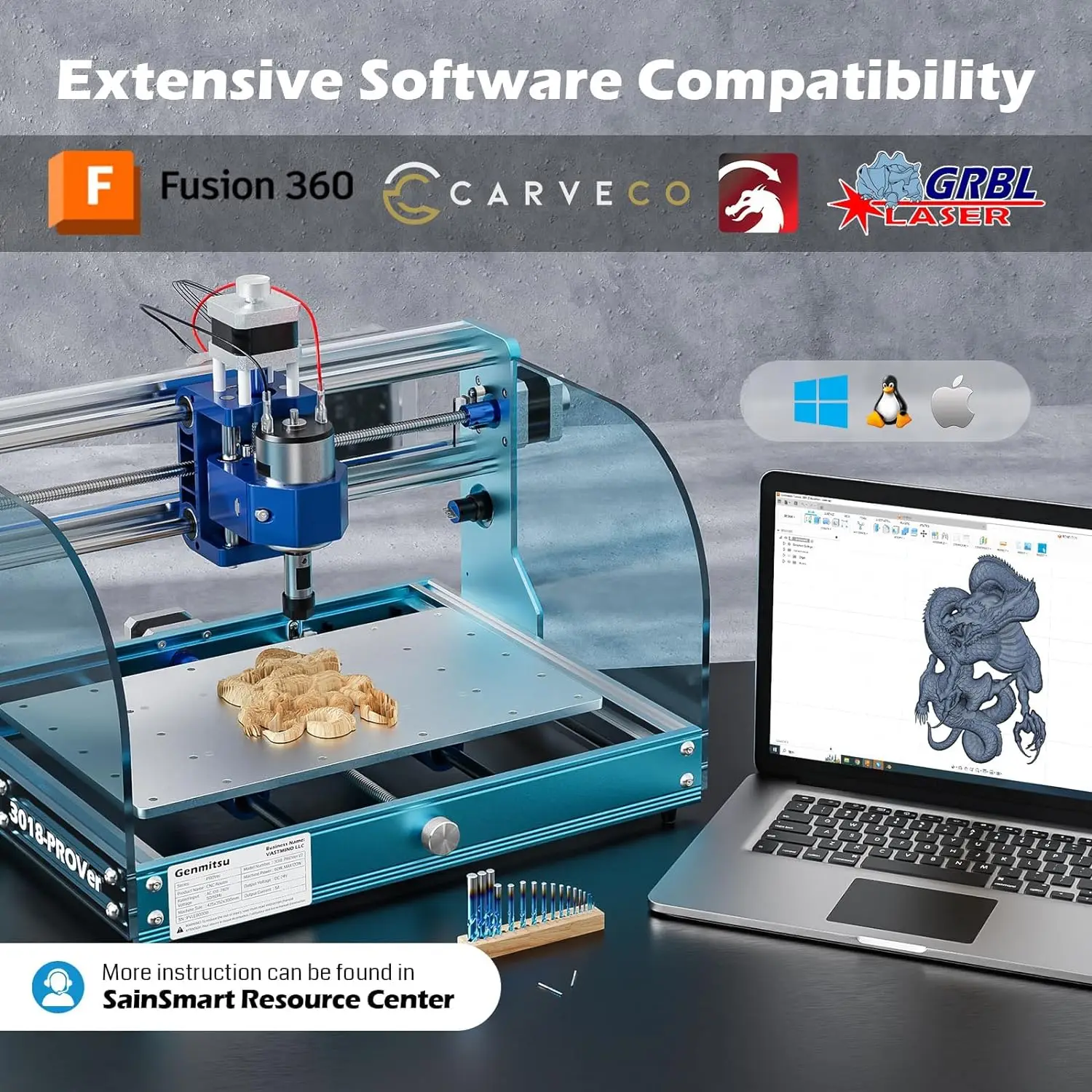 Genmitsu CNCフライス盤の加工エリア：284 x  - 3018 Aluminium Cnc のレビューと価格
