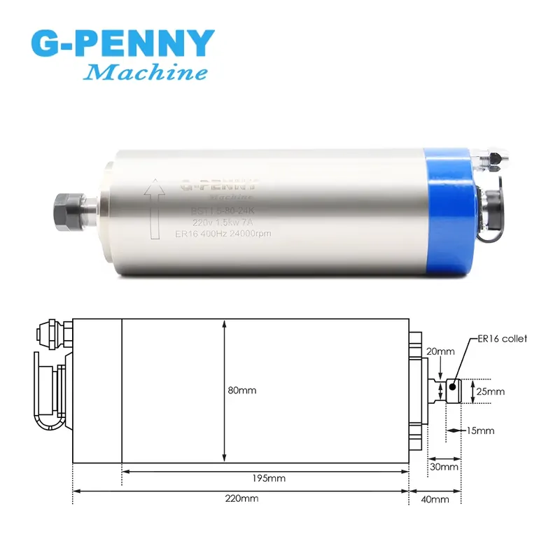 Gpenny 1.5kw ER16 D80mm 水冷スピンド - Spindle Motor のレビューと価格