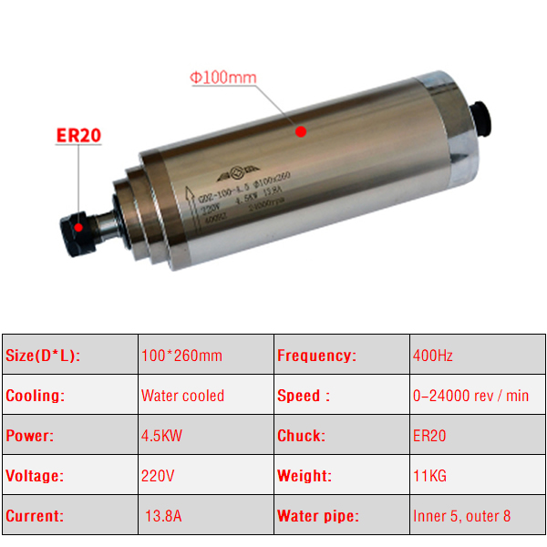 CNC水冷スピンドルモーター,彫刻機,Z軸シャフト,80mm - Water Cooled Spindle のレビューと価格